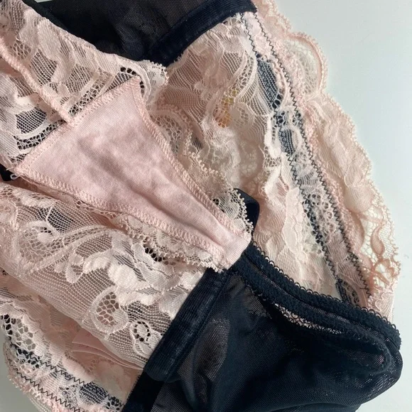 VICTORIA’S SECRET High Waist Baby Pink Thong With Garter Straps - Picture 3 of 4